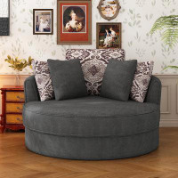 Orren Ellis Swivel Accent Barrel Chair With 5 Movable Pillow 360 Degree Swivel Round Sofa Chair For Living Room,Bedroom,
