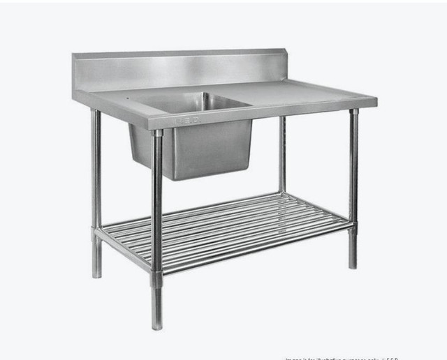 NEW 94 IN SINGLE STAINLESS STEEL SINK TABLE & UNDERSHELF in Other in Manitoba - Image 3