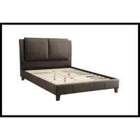 Red Barrel Studio Bed 1Pc  Bed Set Brown Faux Leather Upholstered Two-Panel Bed Frame Headboard Bedroom Furniture