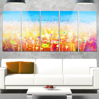 Made in Canada - Design Art 'Abstract Flower Field Watercolor Painting' 5 Piece Painting Print on Metal Set