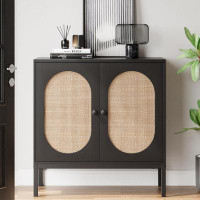 Bay Isle Home™ Rattan Accent Cabinet Sideboard, With Doors And Shelves