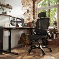 Inbox Zero Inbox Zero Ergonomic Office Mesh Chair, High-Back Desk Chair With Sliding Seat, Adjustable Flip-Up Armrest &