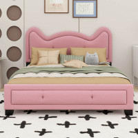 Trinx Full Size Upholstered Platform Bed With Carton Ears Shaped Headboard