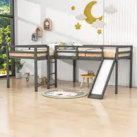 Harriet Bee Ersen Twin Size Wood Loft Bed with Slide