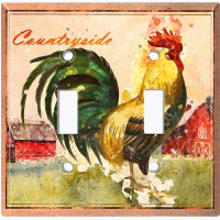 WorldAcc Metal Light Switch Plate Outlet Cover (Animal Farm Country Side Yellow Chicken For Kitchen - Single Toggle)