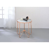 ZeaZu 22" X 22" X 22" Frosted Glass And Rose Gold End Table