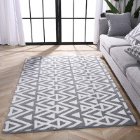 George Oliver Ultra Soft Shaggy Rugs Memory Foam Bedroom Carpet, Plush Geometric Textured Area Rugs For Living Room Couc