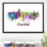 East Urban Home 'Mumbai Skyline' Framed Painting on Wrapped Canvas