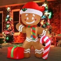 NEW 8 FT INFLATABLE GINGERBREAD MAN WITH LED CHX2162