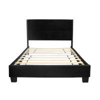 Latitude Run® Latitude Run® Giulia Velvet Upholstered Queen Platform Panel Bed In Black