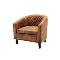 Red Barrel Studio Accent Barrel Chair Living Room Chair With Nailheads And Solid Wood Legs