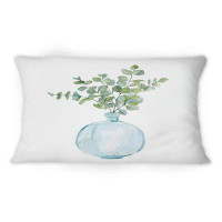 East Urban Home House Plants In Glass Vase, Eucalyptus Branches I - Traditional Printed Throw Pillow 1