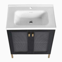 Mercer41 Waymond 28.02'' Single Bathroom Vanity with Ceramic Top