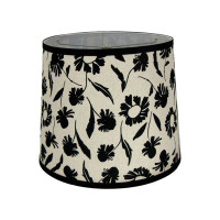 Red Barrel Studio Black Floral Cotton Drum Lamp Shade ( Screw on ) in Black/Off White
