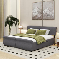 Winston Porter Marla Queen Size Upholstery Platform Bed With Two Drawers