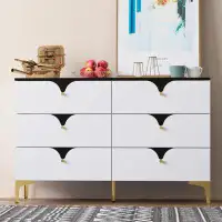 Mercer41 White Modern 6 Drawers Dresser Cabinet