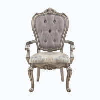 Wenty Ariadne Side Chair (Set-2), Velvet & Antique Plantinum Finish