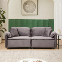 Mercer41 79" Velvet Sofa , Upholstered Recliner Sofa With Pillows, Living Room Sofa Chair Furniture, Home Office Use