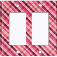 WorldAcc Metal Light Switch Plate Outlet Cover (Red Pink Picnic Plaid Frame - Single Toggle)