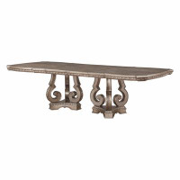HomeRoots 76" Champagne Solid Wood Dining Table