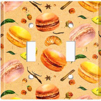 WorldAcc Metal Light Switch Plate Outlet Cover (Colourful Macaron Treat Orange  - Double Toggle)