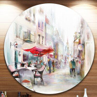 Made in Canada - Design Art 'Illustrated Street Art Cityscape' Painting Print on Metal