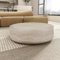 Brayden Studio 31.49''  Faux MARS Pattern Coffee Tables For Living Room Round Tea Table For Living Room, No Need Assembl