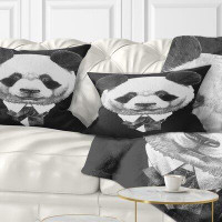 East Urban Home Animal Funny Panda in Suit and Tie Lumbar Pillow