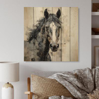 Millwood Pines Bonessa Grey Horse Subdued Tones Pointillism I On Wood Print