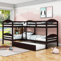 YUNMA Twin-Over-Twin and Twin L-Shaped Wood Bunk Bed With Trundle