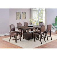 Wildon Home® Dining Room Furniture Rustic Espresso Counter Height Table W Storage Base High Chairs 7Pc Counter HT. Dinin