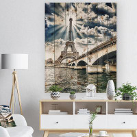 Ophelia & Co. Paris Eiffel Towerand Iena Bridge - French Country Wood Wall Art Decor - Natural Pine Wood
