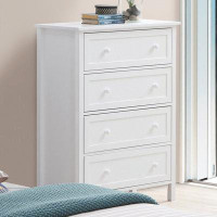 Red Barrel Studio Mio 46 Inch 4 Drawer Tall Dresser Chest, Solid Wood, Glossy White