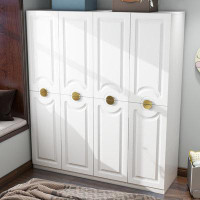 Latitude Run® 63" Wide Large Wardrobe Armoire Closet with 4 Doors ,2 Drawers & 2 Hanging Rods