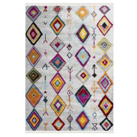 Rugpera Shipley Purple And Grey And Yellow Color Geometric Design Carpet Machine Woven Polyester & Cotton Yarn Area Rugm