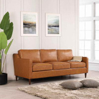 Corrigan Studio Cooper Mid Century Modern Tan Leather Sofa