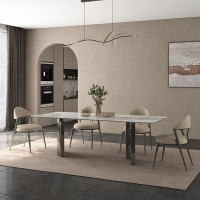 PEPPER CRAB Italian luxury minimalist creative stainless steel rectangular dining table sets