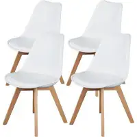 Rubbermaid Dining Chairs Set Of 4,Mid Century Side Chairs,Armless PU Leather Chairs With Solid Wooden Legs, Lounge Chair