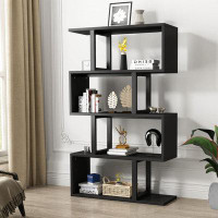 Ivy Bronx 5-Tier Bookshelf, S-Shaped Z-Shelf Bookshelves and Bookcase