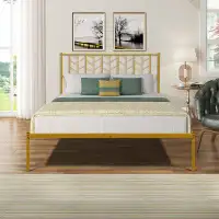 Corrigan Studio Vintage Simple Large Space Steel Bed Frame Home Bedroom Decoration Furniture