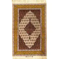 Isabelline Vytas One-of-a-Kind Rectangle 5'5'' X 3'8'' New Age Wool & Silk Area Rug in Beige/Brown