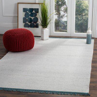 Highland Dunes Sojourn Hand-Woven Cotton Grey/Blue Area Rug