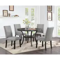 Red Barrel Studio Modern Classic Dining Room Furniture Round Dining Table With 4X Side Chairs, 5Pc Dining Set