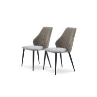 George Oliver Set Of 2 Gray Technical Fabric Dining Chairs With Sleek Design