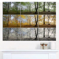 Design Art 'Three Seasons Forest Panorama' Photographic Print Multi-Piece Image on Canvas