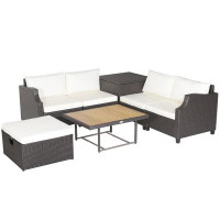 Latitude Run® Latitude Run® 7pcs Patio Outdoor Pe Wicker Cushioned Furniture Conversation Set Sectional Sofa
