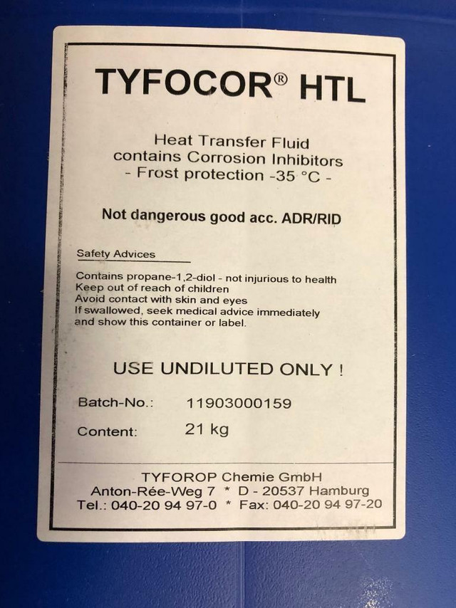 Tyfocor HTL (Propylene Glycol), - Heat Transfer Fluid, 20L (5 gal.) Container in Heating, Cooling & Air