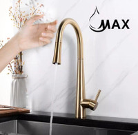 Smart Touch Kitchen Faucet Single Handle Pull-Out 18 Brushed Gold Finish
