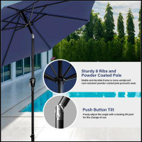 Ebern Designs Patio Umbrella Outdoor Table Market Yard Umbrella,100% polyester,waterproof,UV resistant — Outdoor Tables