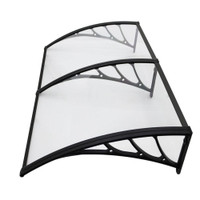 30*95Inch Transparent Polycarbonate Awning with Three Brackets for Windows and Doors to Shade and Rain 191046